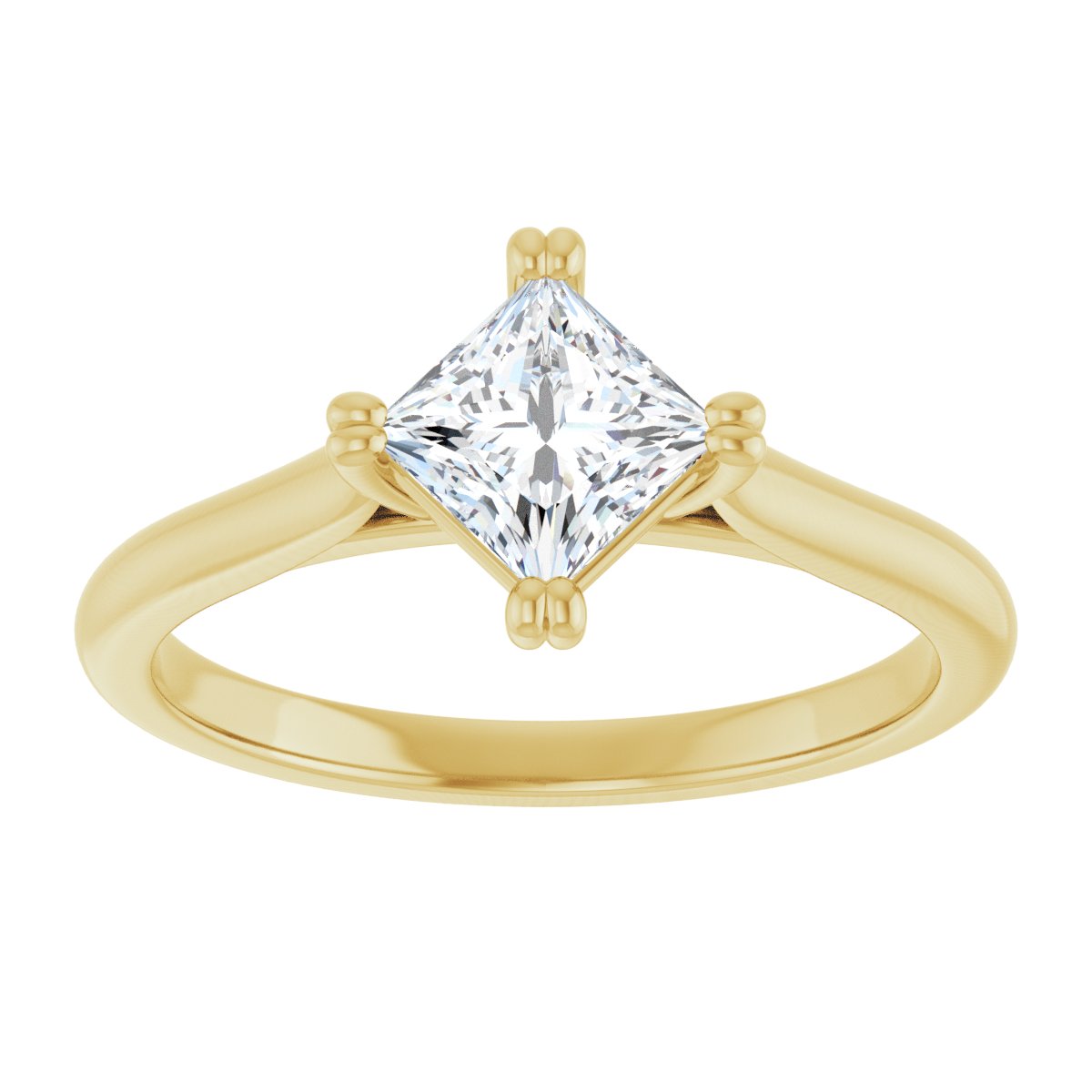 Square Double Claw-Prong Solitaire Engagement Ring Mounting - gallery - Series 126031