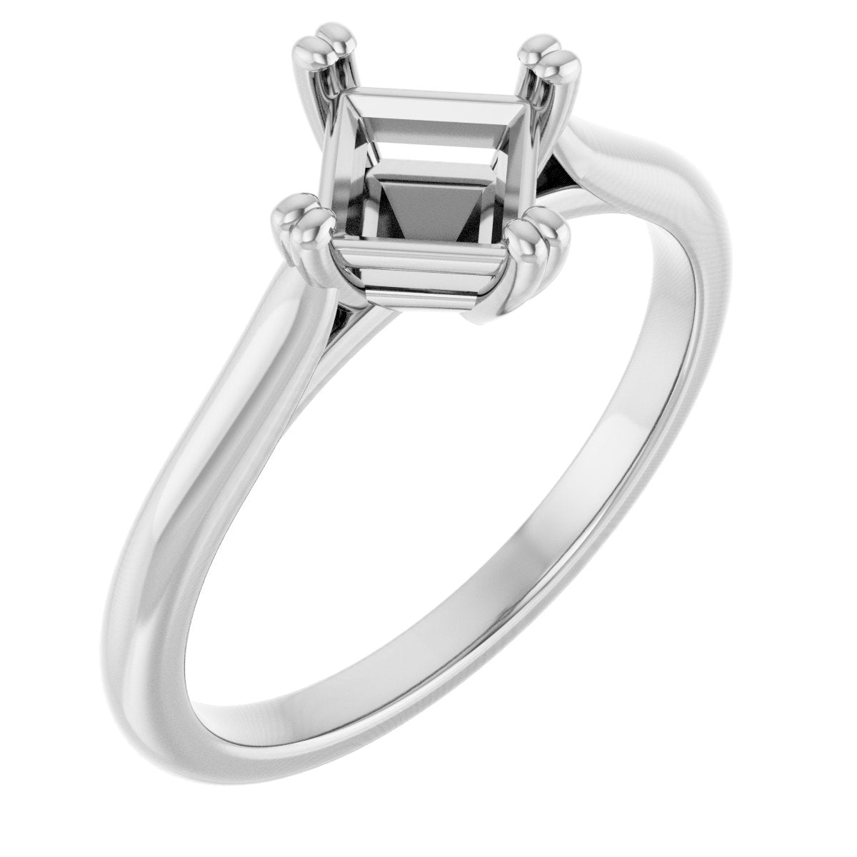 Square Double Claw-Prong Solitaire Engagement Ring Mounting - gallery - Series 126031