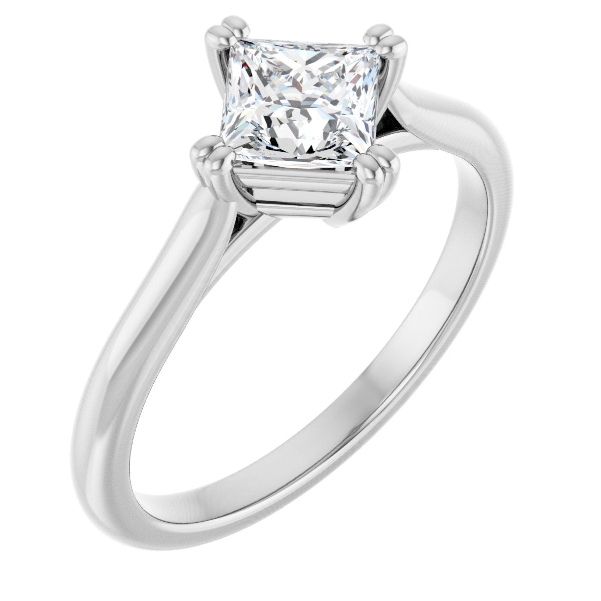 Natural Diamond Square Double Claw-Prong Solitaire Engagement Ring Mounting - 14K Gold - Series 126031