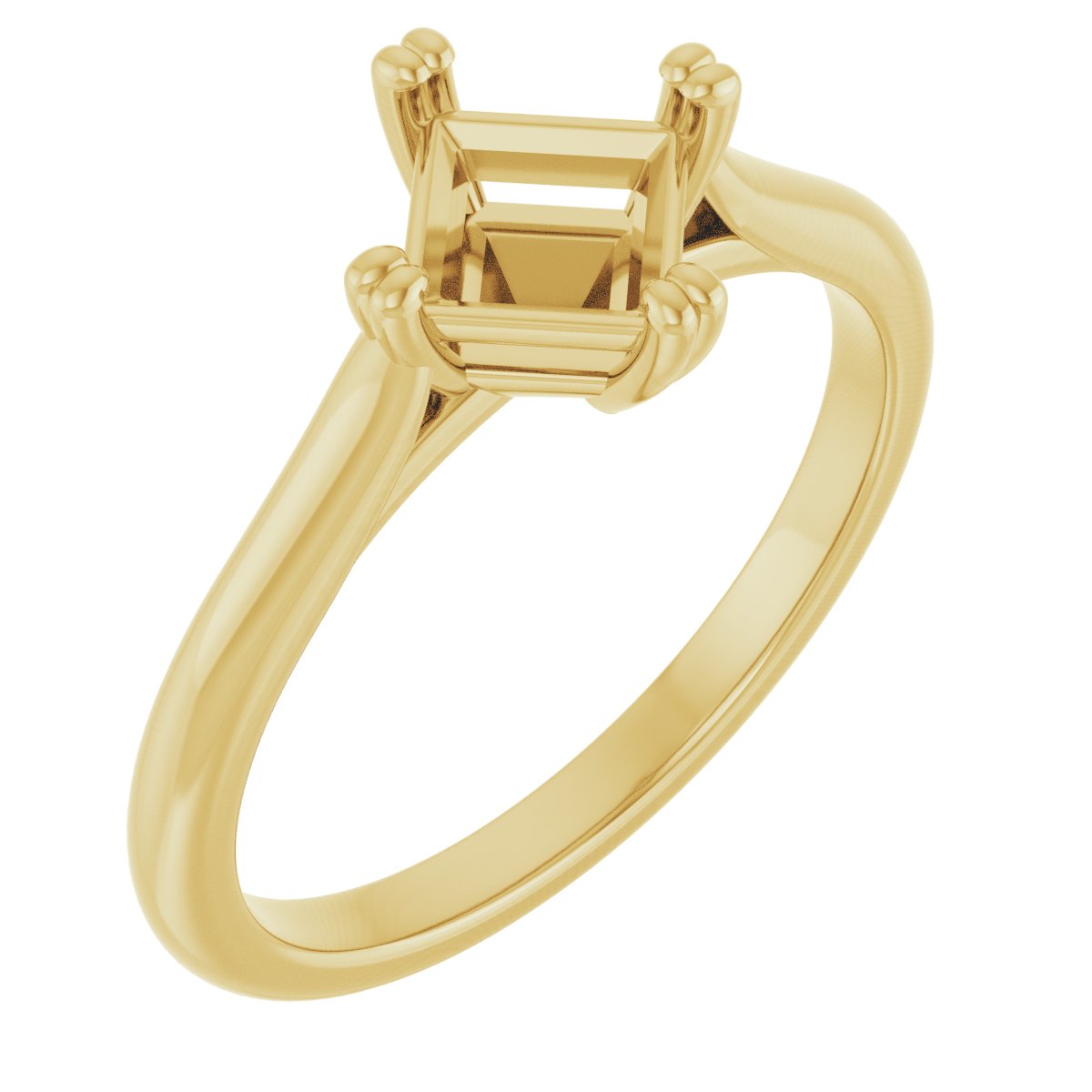 Square Double Claw-Prong Solitaire Engagement Ring Mounting - gallery - Series 126031