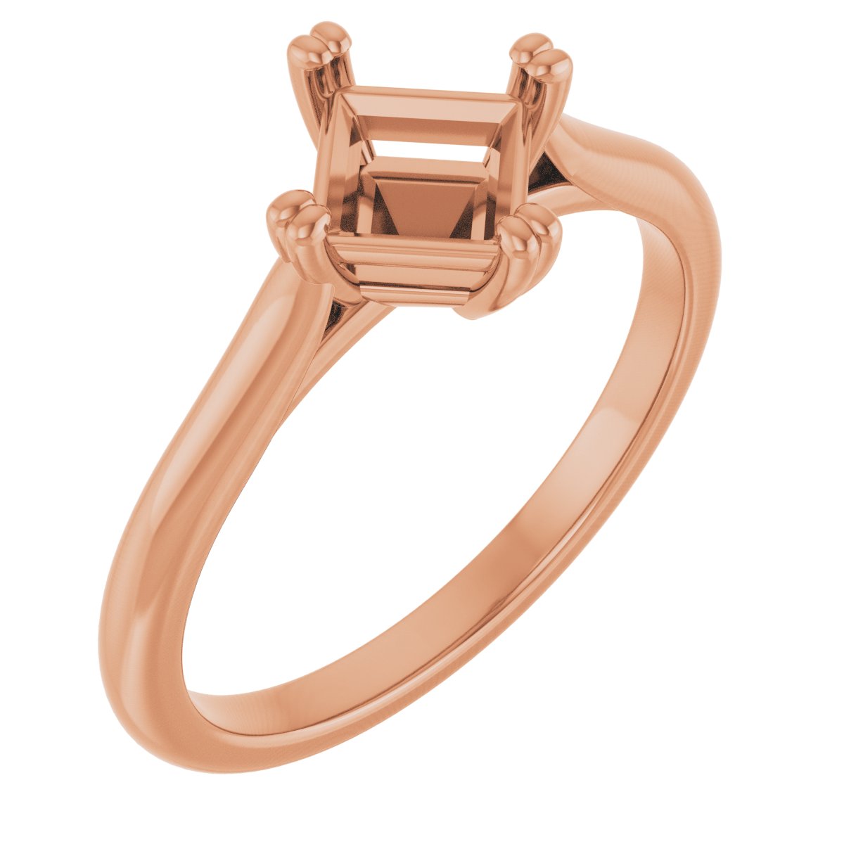 Square Double Claw-Prong Solitaire Engagement Ring Mounting - gallery - Series 126031