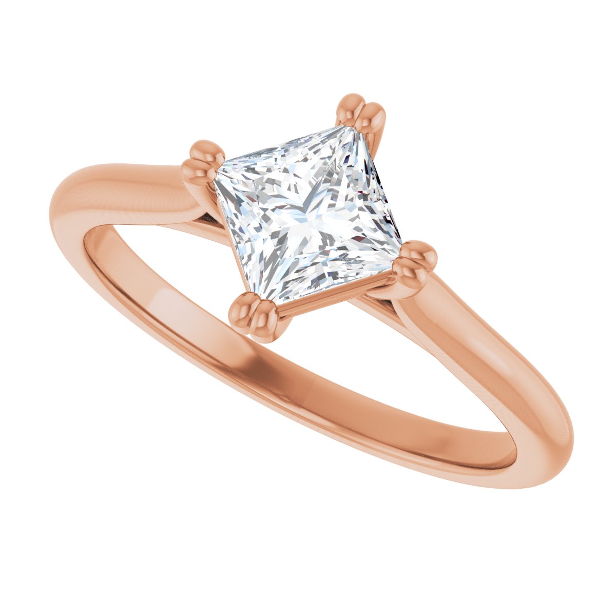 Square Double Claw-Prong Solitaire Engagement Ring Mounting - gallery - Series 126031