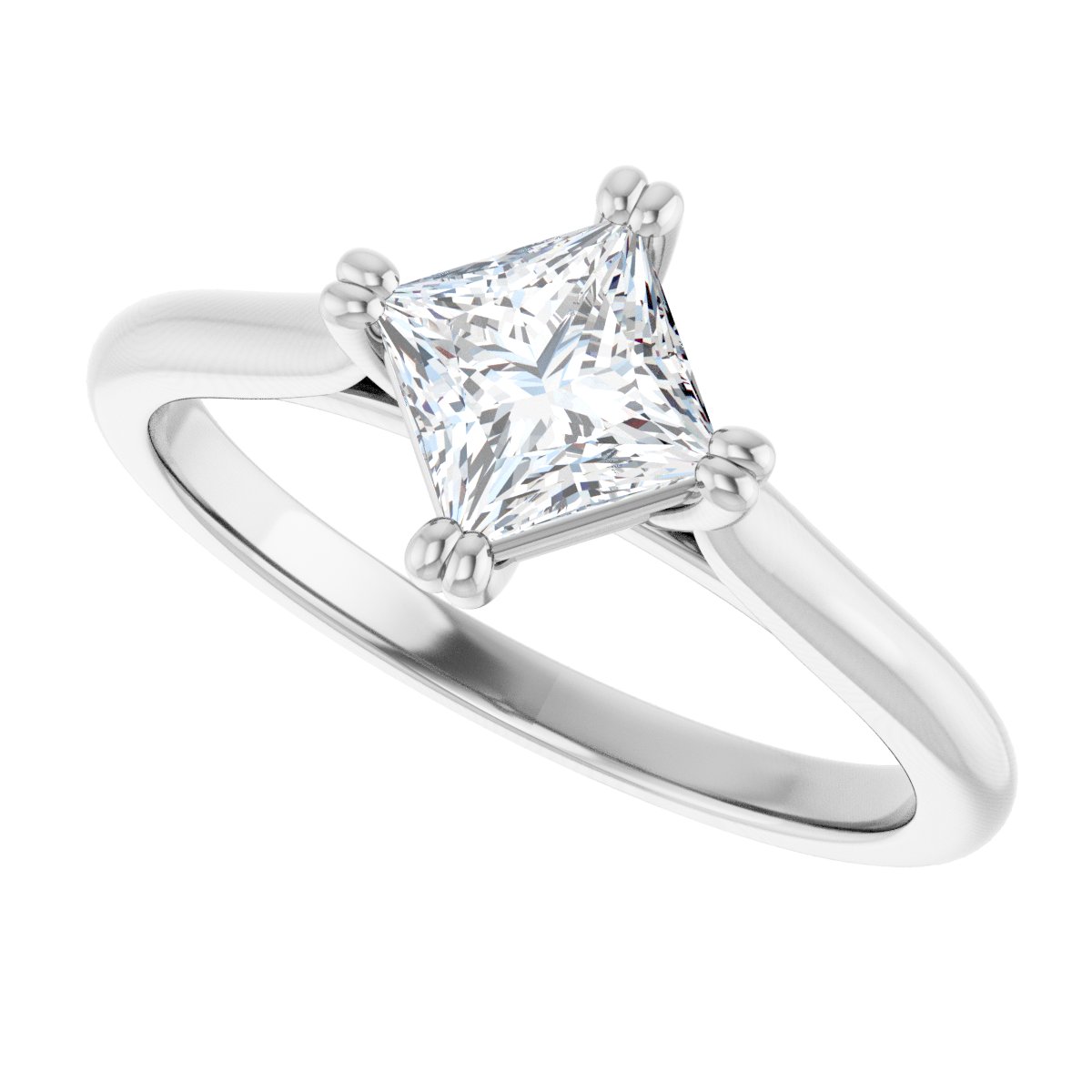 Square Double Claw-Prong Solitaire Engagement Ring Mounting - gallery - Series 126031