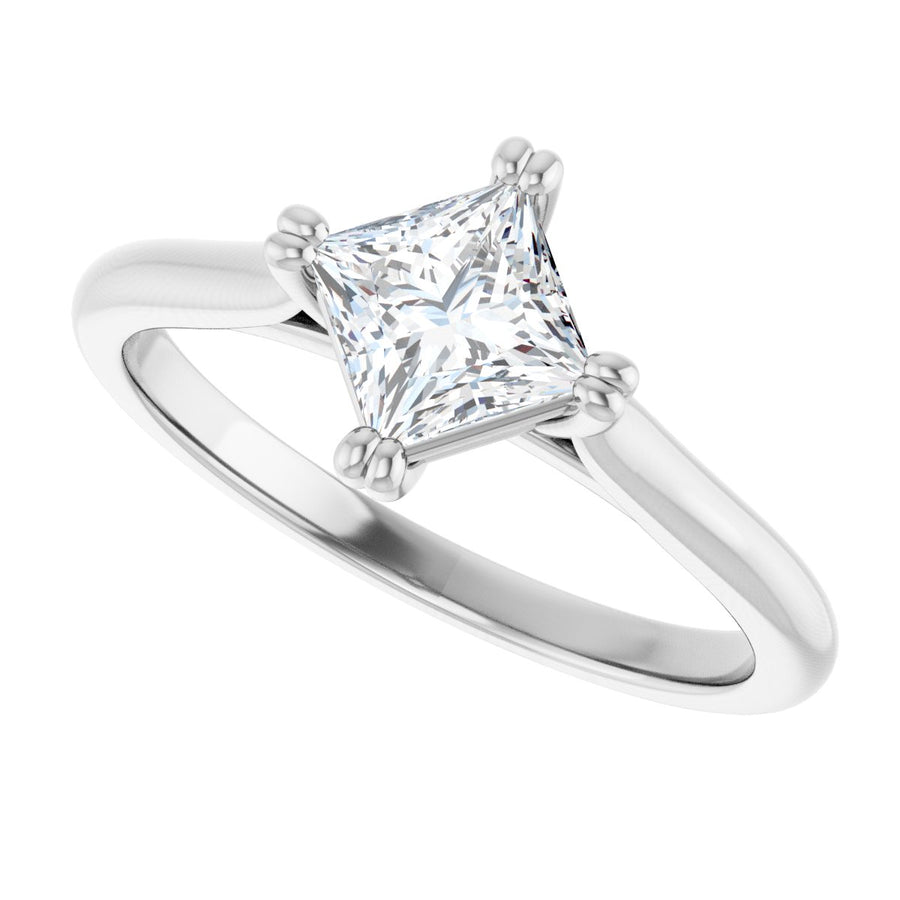 Square Double Claw-Prong Solitaire Engagement Ring Mounting - gallery - Series 126031