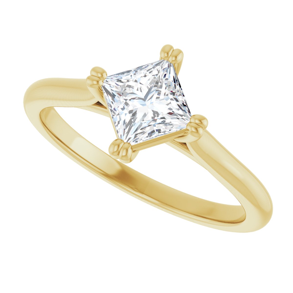 Square Double Claw-Prong Solitaire Engagement Ring Mounting - gallery - Series 126031