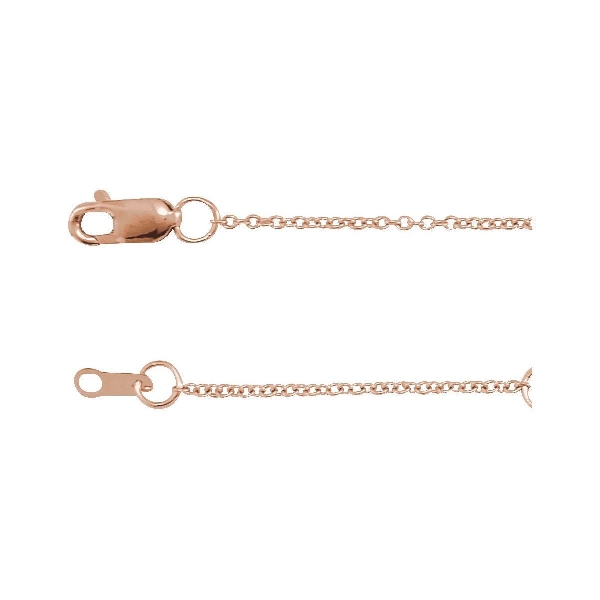 1 mm Cable Chain Bracelet (1 Mm / 6 1/2-7 1/2 In) - 14K Rose Gold - Series CH1015