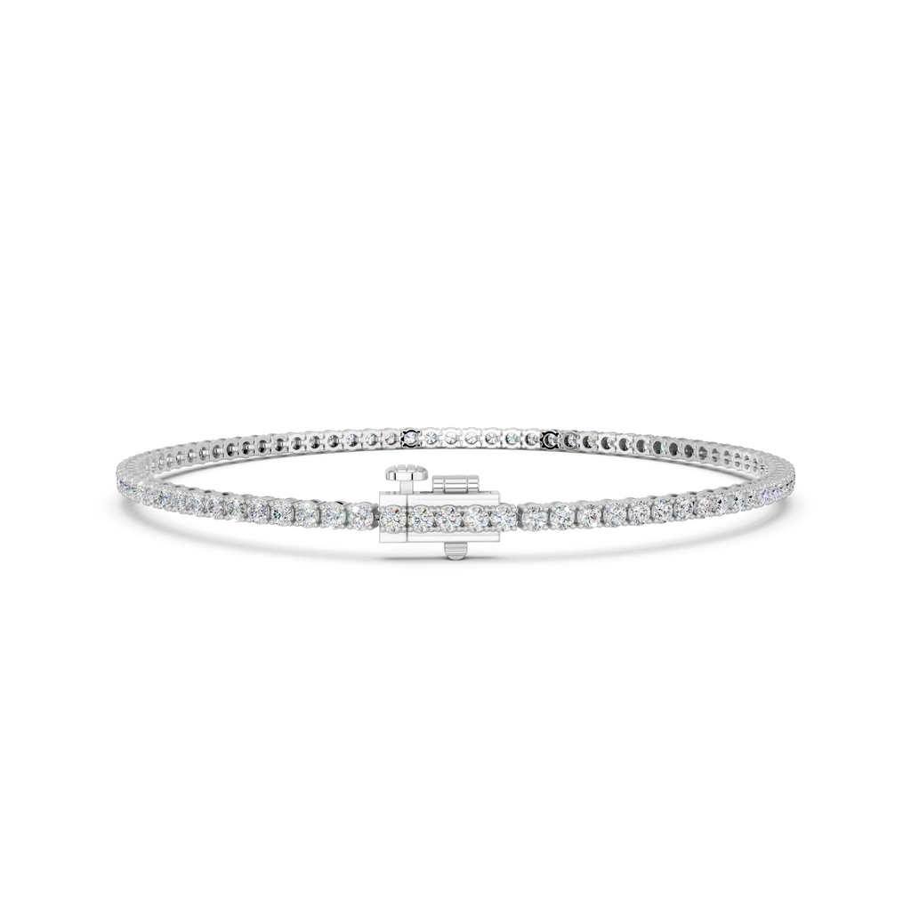 Round Lab Diamond 4 Prong Straight Line Tennis Bracelet in 14K White Gold – back view