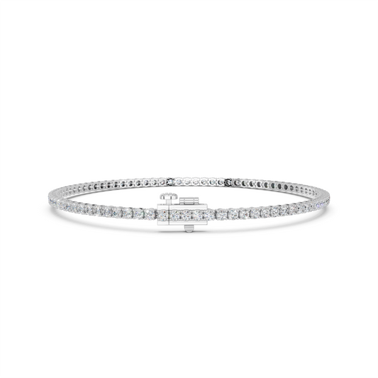 Round Lab Diamond 4 Prong Straight Line Tennis Bracelet in 14K White Gold – back view