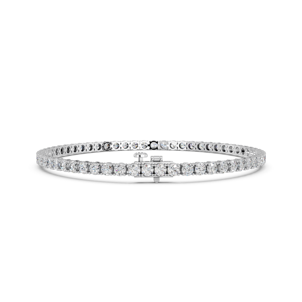 Round Lab Diamond 4 Prong Straight Line Tennis Bracelet in 14K White Gold – back view