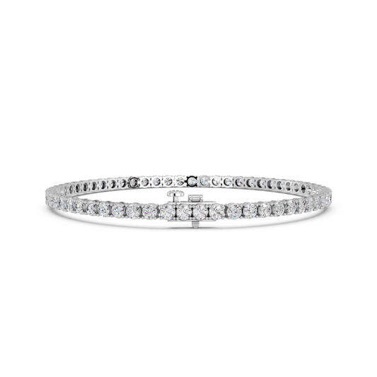 Round Lab Diamond 4 Prong Straight Line Tennis Bracelet in 14K White Gold – back view