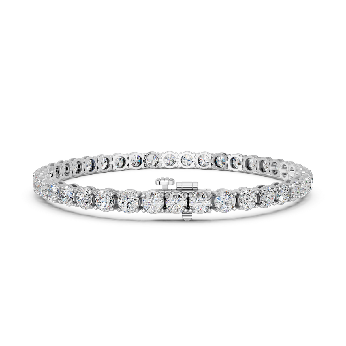 Round Lab Diamond 4 Prong Straight Line Tennis Bracelet in 14K White Gold – back view