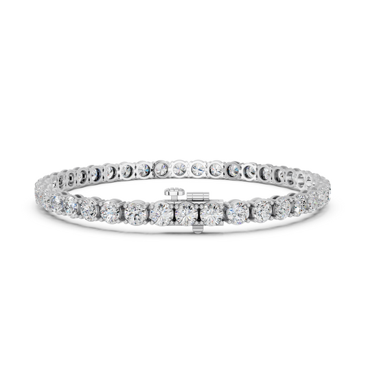 Round Lab Diamond 4 Prong Straight Line Tennis Bracelet in 14K White Gold – back view