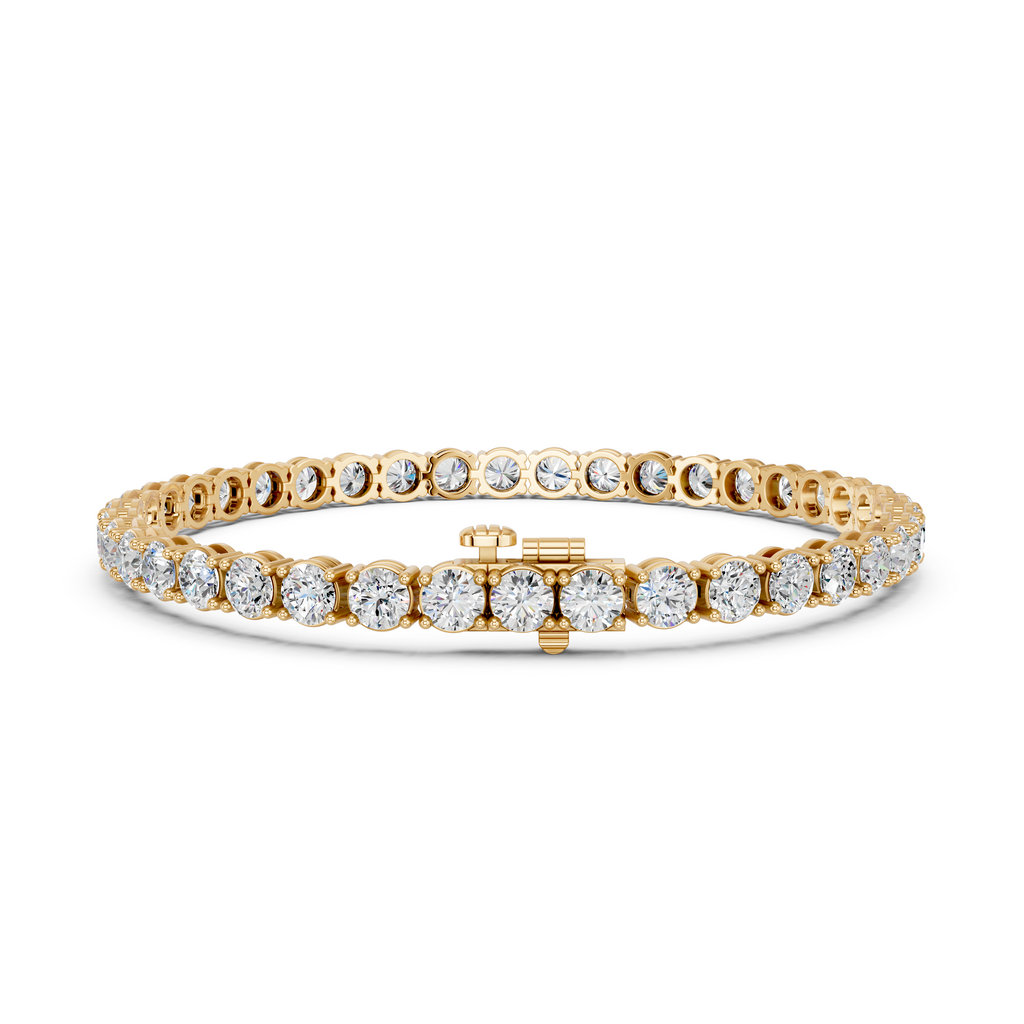 Round Lab Diamond 4 Prong Straight Line Tennis Bracelet in 14K Yellow Gold – back view