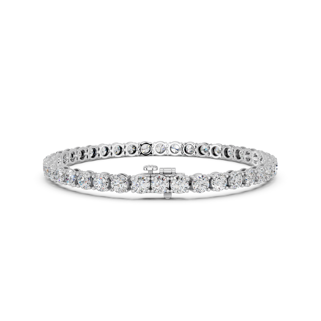 Round Lab Diamond 4 Prong Straight Line Tennis Bracelet in 14K White Gold – back view
