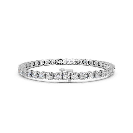 Round Lab Diamond 4 Prong Straight Line Tennis Bracelet in 14K White Gold – back view