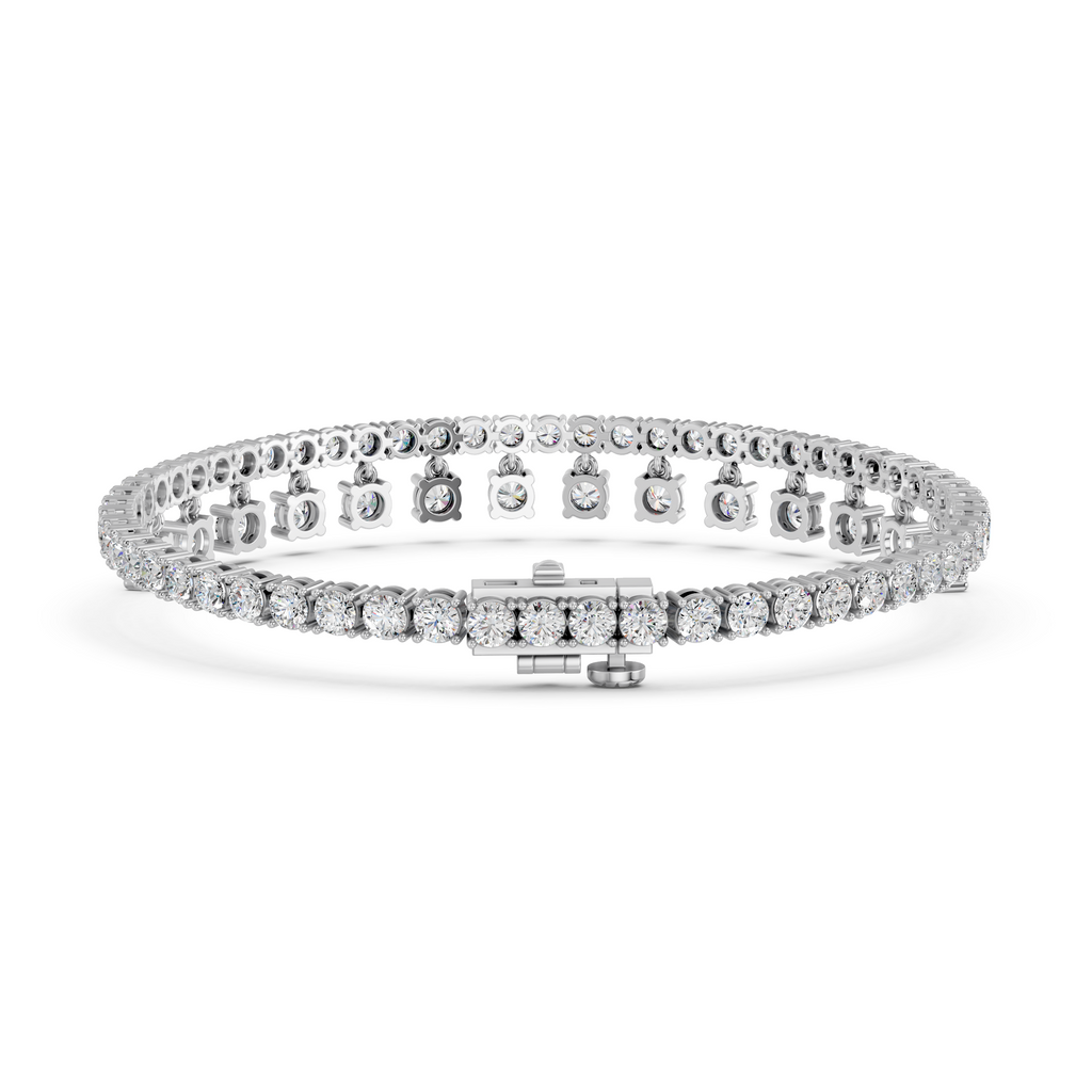 Round Lab Diamond Bracelet With Dangling Stones in 14K White Gold – back view