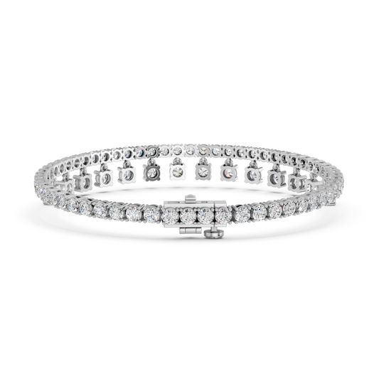 Round Lab Diamond Bracelet With Dangling Stones in 14K White Gold – back view