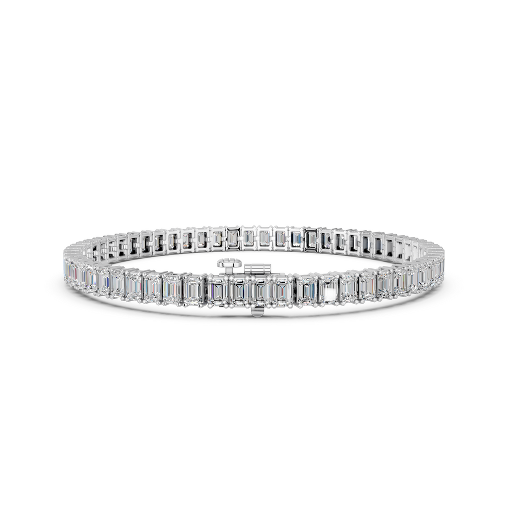 Emerald Cut Lab Diamond N-S Tennis Bracelet in 14K White Gold – back view