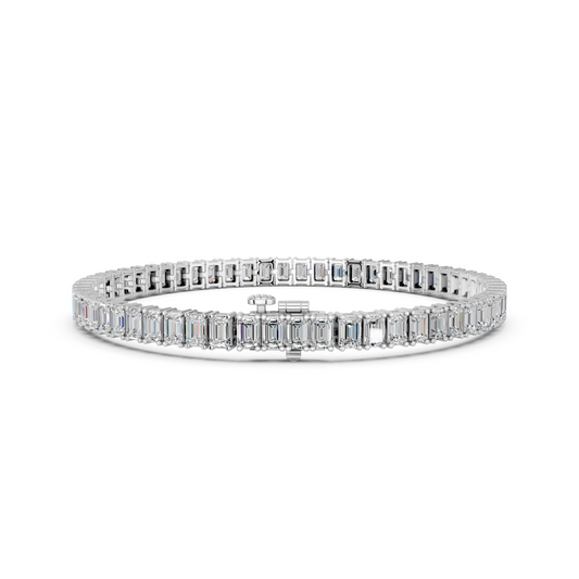 Emerald Cut Lab Diamond N-S Tennis Bracelet in 14K White Gold – back view