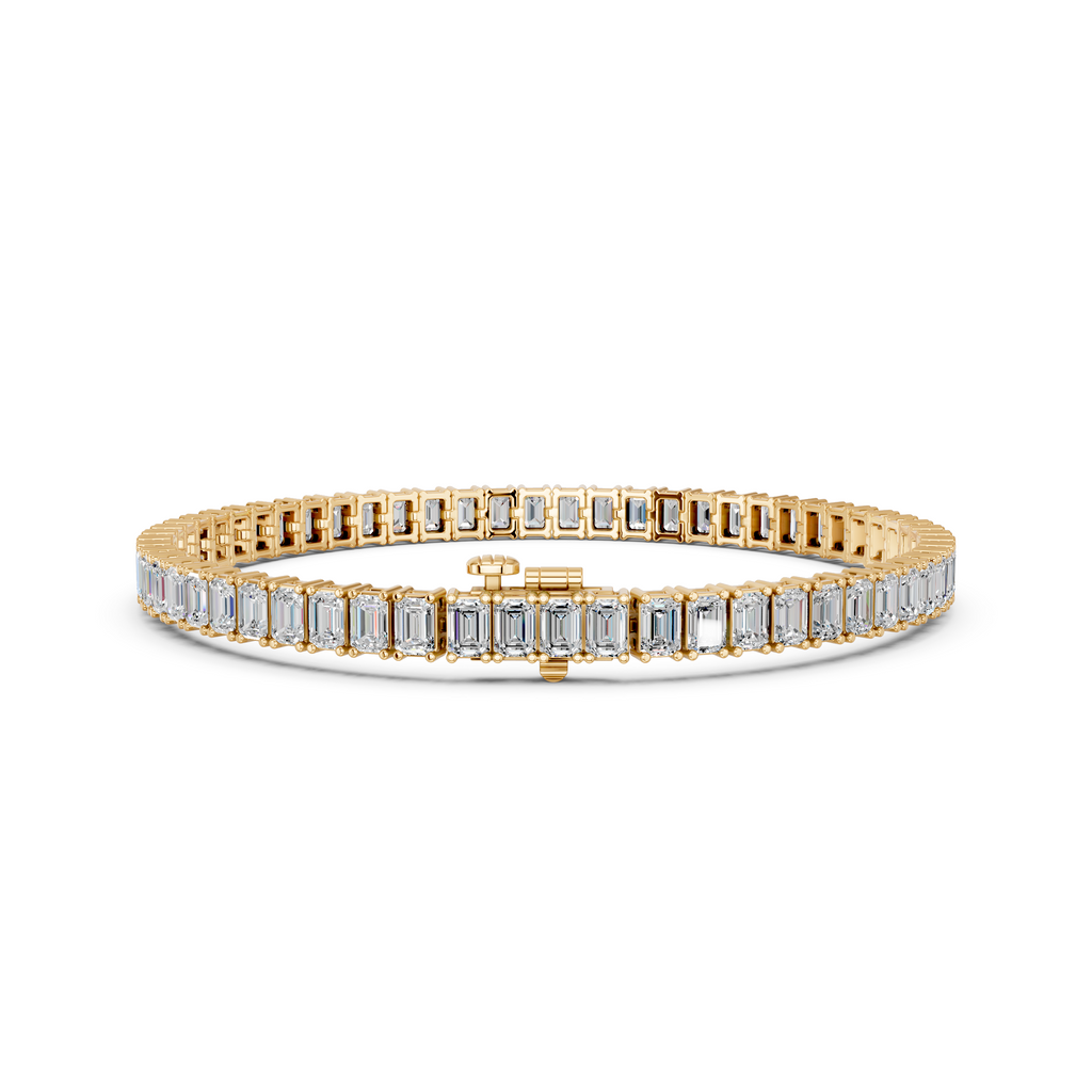 Emerald Cut Lab Diamond N-S Tennis Bracelet in 14K Yellow Gold – back view