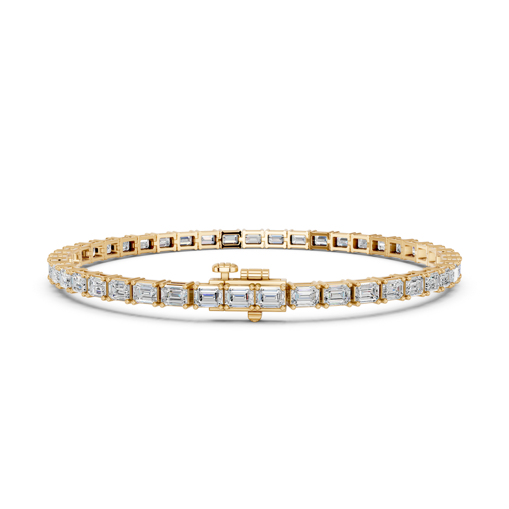 Emerald Cut Lab Diamond E-W Tennis Bracelet in 14K Yellow Gold – back view