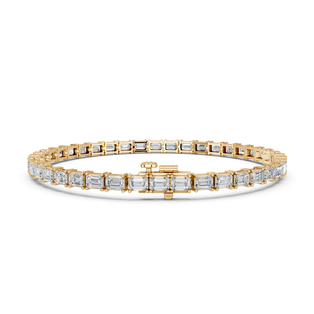 Emerald Cut Lab Diamond E-W Tennis Bracelet in 14K Yellow Gold – back view