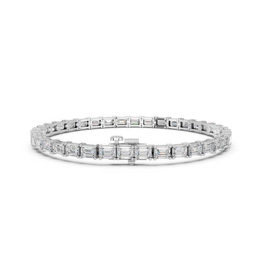 Emerald Cut Lab Diamond E-W Tennis Bracelet in 14K White Gold – back view
