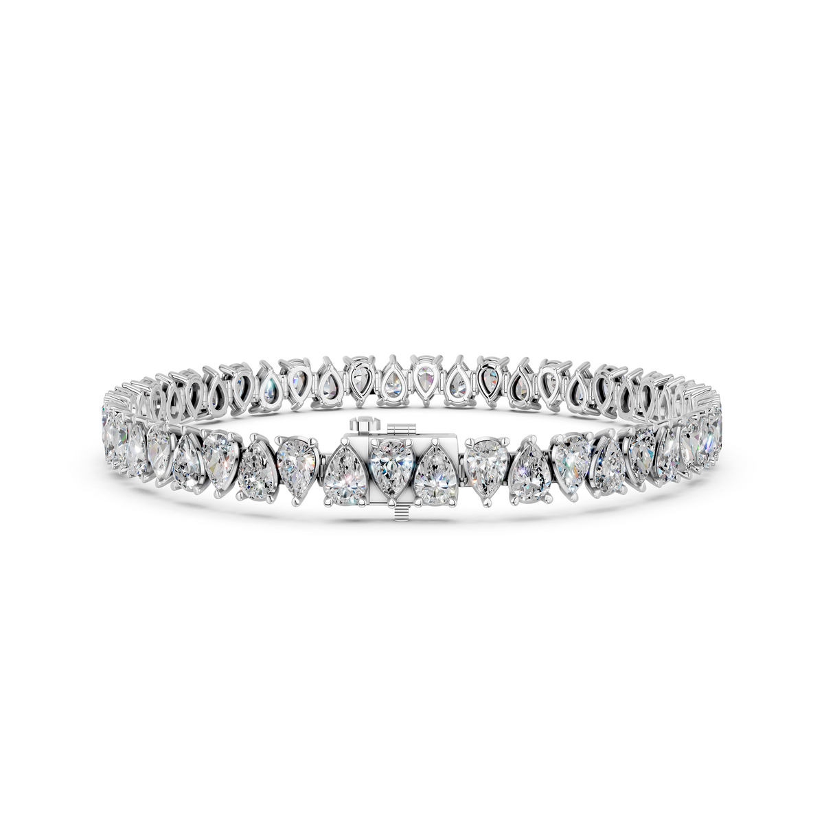 Alternate Pear Shape Lab Diamond N-S Tennis Bracelet in 14K White Gold – back view