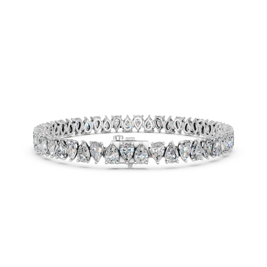Alternate Pear Shape Lab Diamond N-S Tennis Bracelet in 14K White Gold – back view