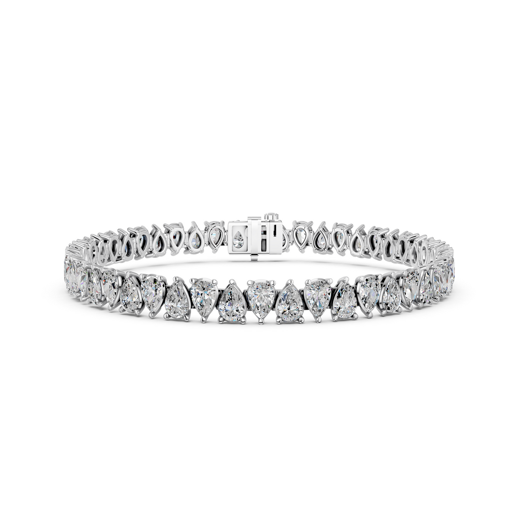 Alternate Pear Shape Lab Diamond N-S Tennis Bracelet in 14K White Gold – front view