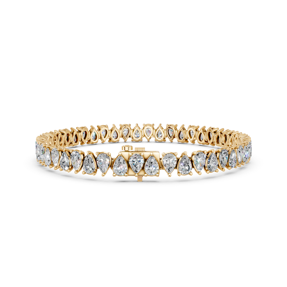 Alternate Pear Shape Lab Diamond N-S Tennis Bracelet in 14K Yellow Gold – back view