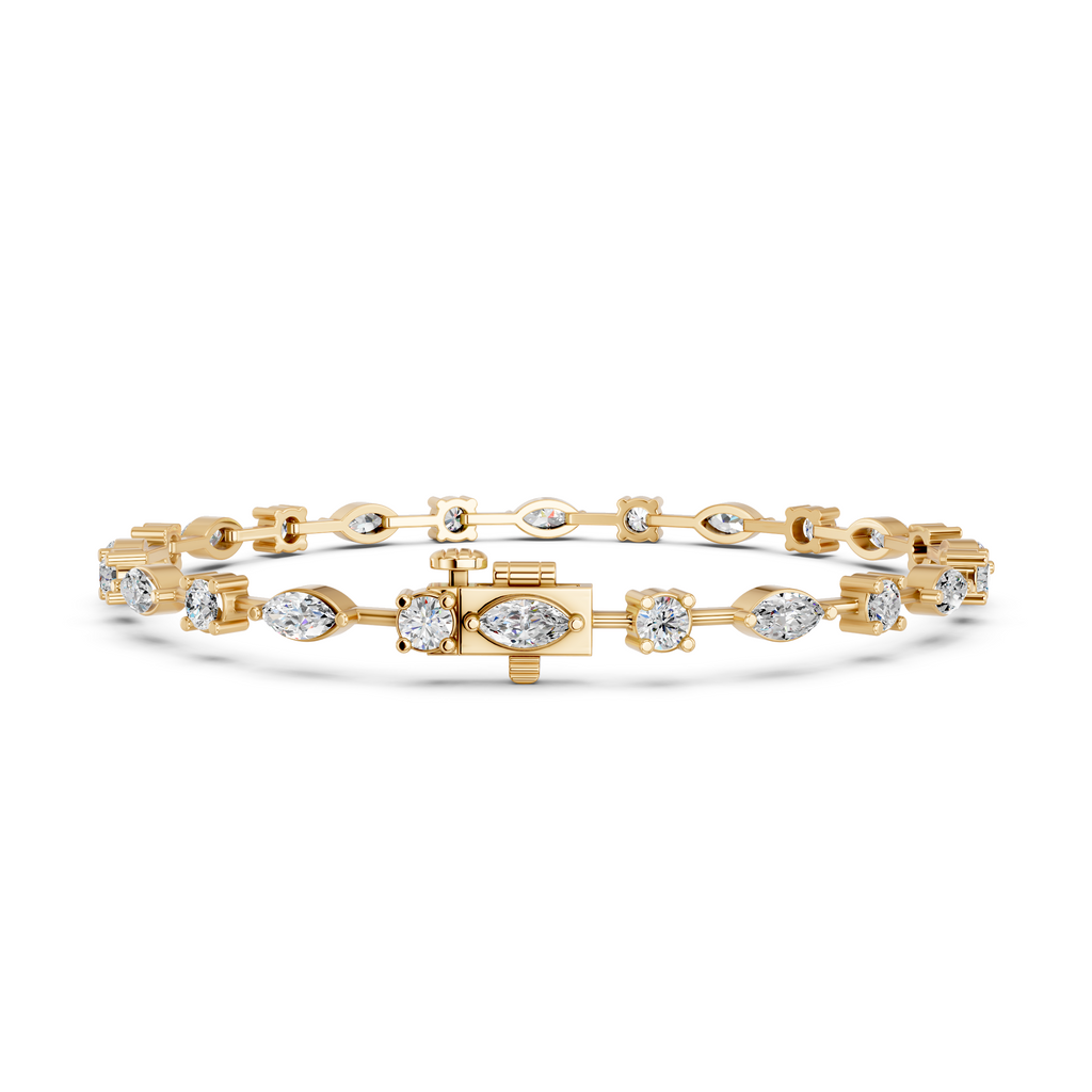 Multi Shape Lab Diamond Stationed Line Bracelet in 14K Yellow Gold – back view