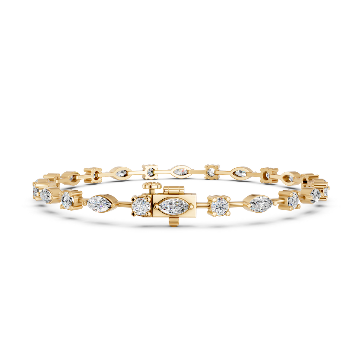 Multi Shape Lab Diamond Stationed Line Bracelet in 14K Yellow Gold – back view