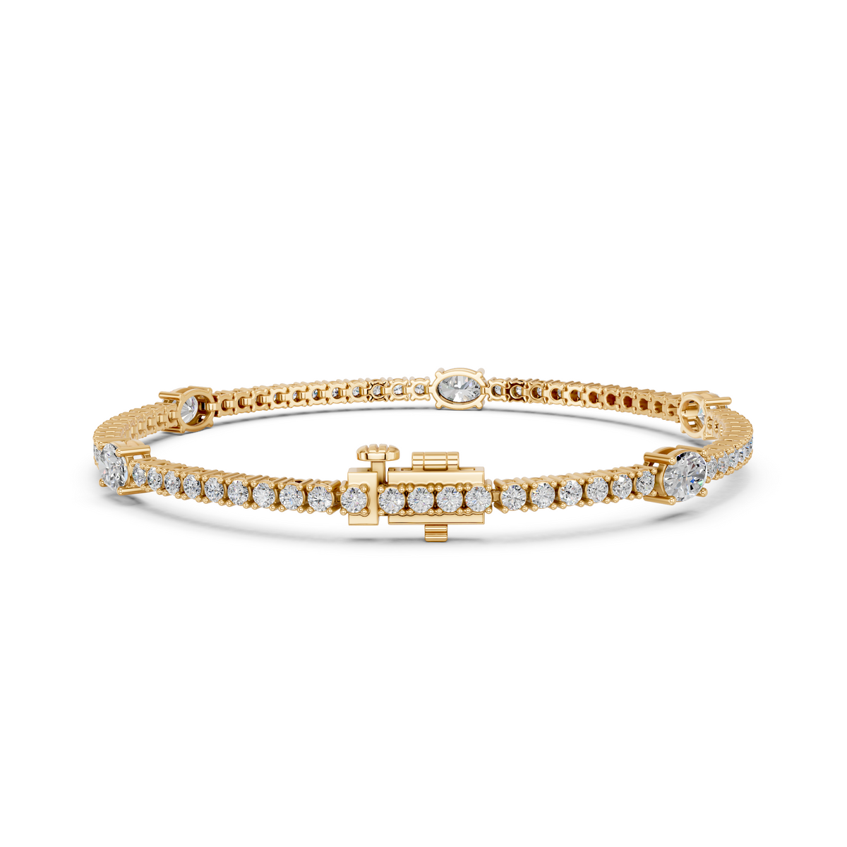 Oval Lab Diamond Stationed Tennis Bracelet in 14K Yellow Gold – back view