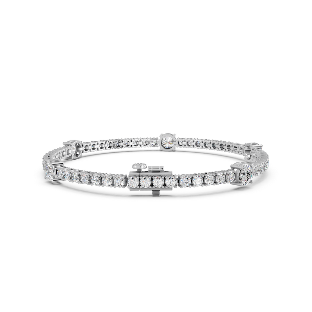 Round Lab Diamond Stationed Tennis Bracelet in 14K White Gold – back view