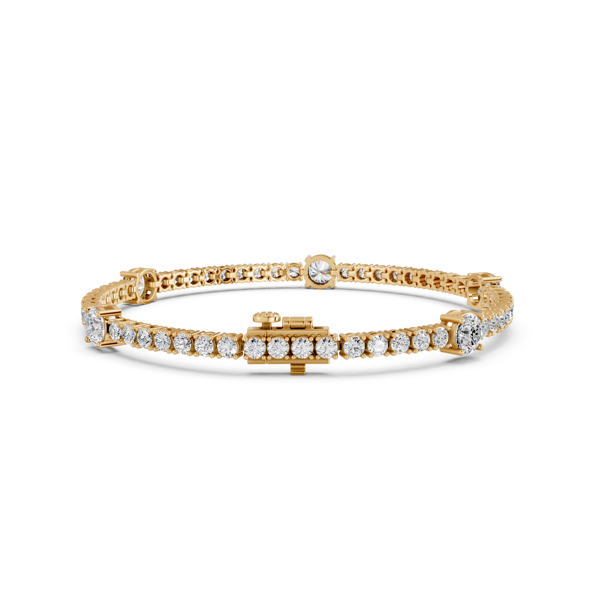 Round Lab Diamond Stationed Tennis Bracelet in 14K Yellow Gold – back view