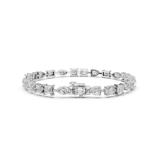 Multi Shape Lab Diamond Line Bracelet in 14K White Gold – back view