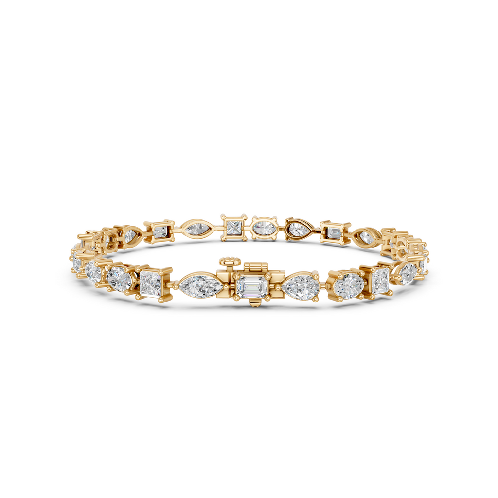 Multi Shape Lab Diamond Line Bracelet in 14K Yellow Gold – back view