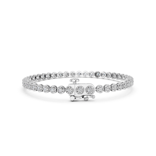 Round Lab Diamond Butter Cup Tennis Bracelet in 14K White Gold – back view