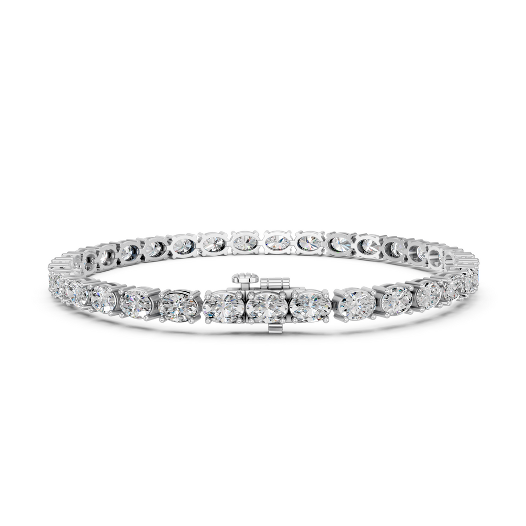 Oval Lab Diamond E-W Tennis Bracelet in 14K White Gold – back view