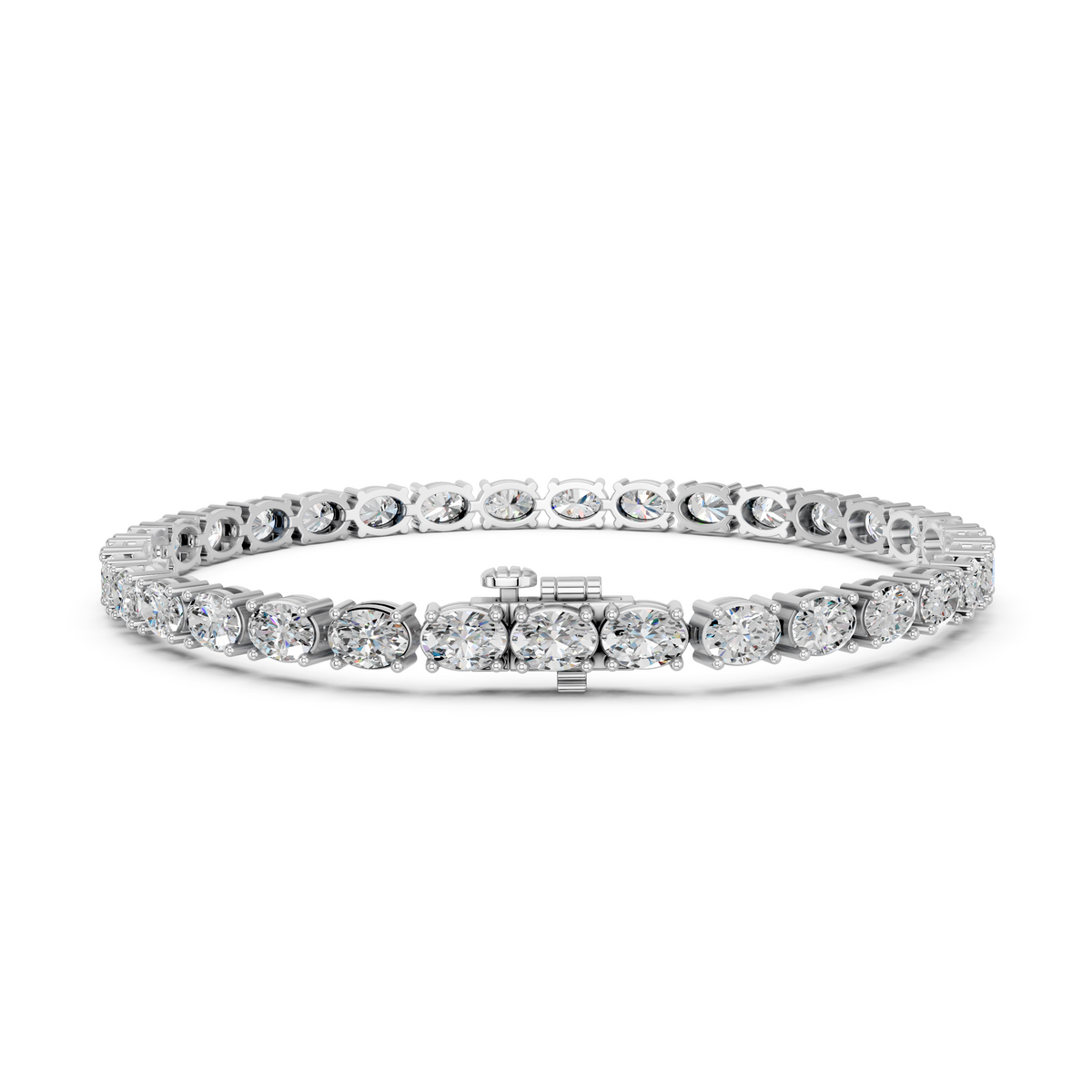 Oval Lab Diamond E-W Tennis Bracelet in 14K White Gold – back view