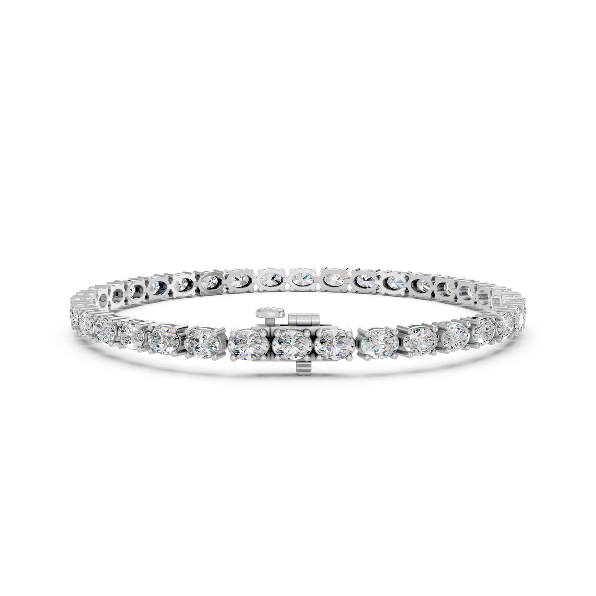 Oval Lab Diamond E-W Tennis Bracelet in 14K White Gold – back view