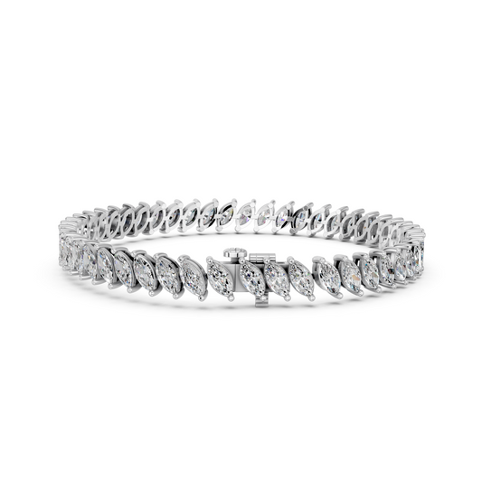Angled Marquise Lab Diamond Tennis Bracelet in 14K White Gold – back view