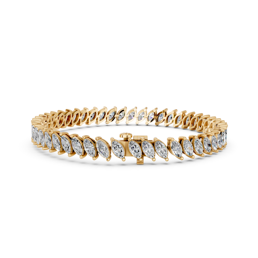 Angled Marquise Lab Diamond Tennis Bracelet in 14K Yellow Gold – back view