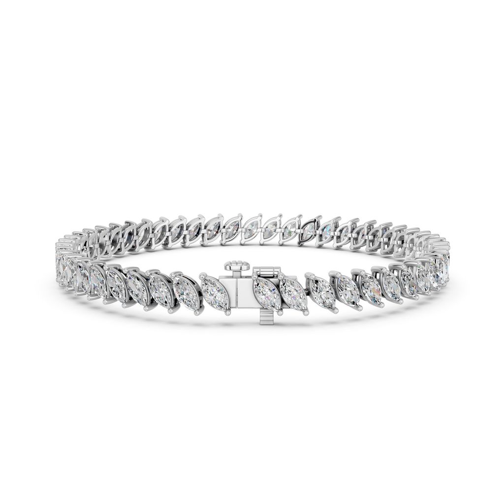 Angled Marquise Lab Diamond Tennis Bracelet in 14K White Gold – back view