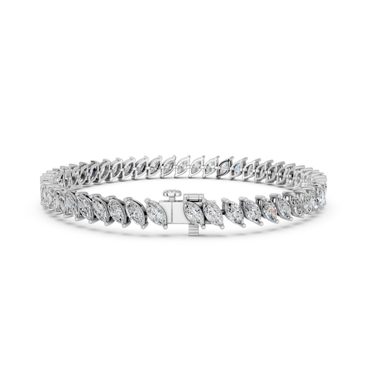 Angled Marquise Lab Diamond Tennis Bracelet in 14K White Gold – back view