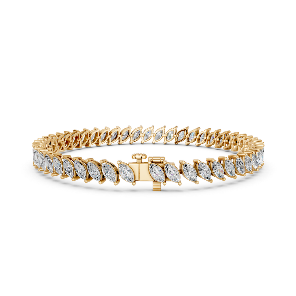 Angled Marquise Lab Diamond Tennis Bracelet in 14K Yellow Gold – back view