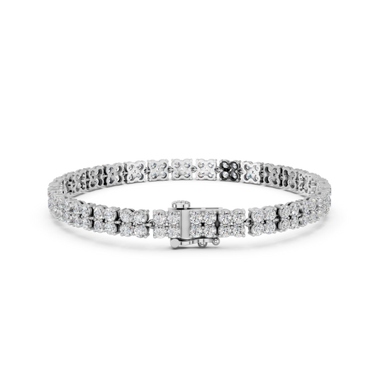 Round Lab Diamond Flower Fashion Bracelet in 14K White Gold – back view