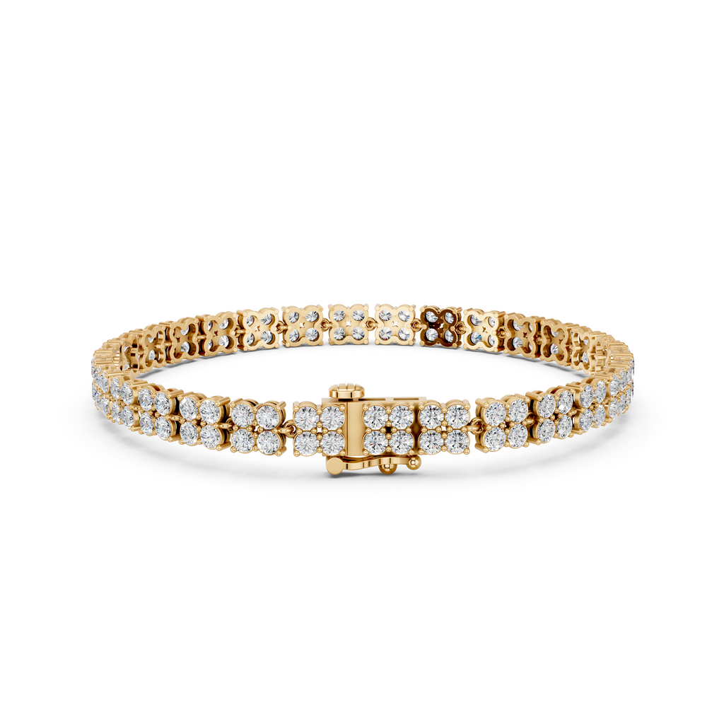Round Lab Diamond Flower Fashion Bracelet in 14K Yellow Gold – back view