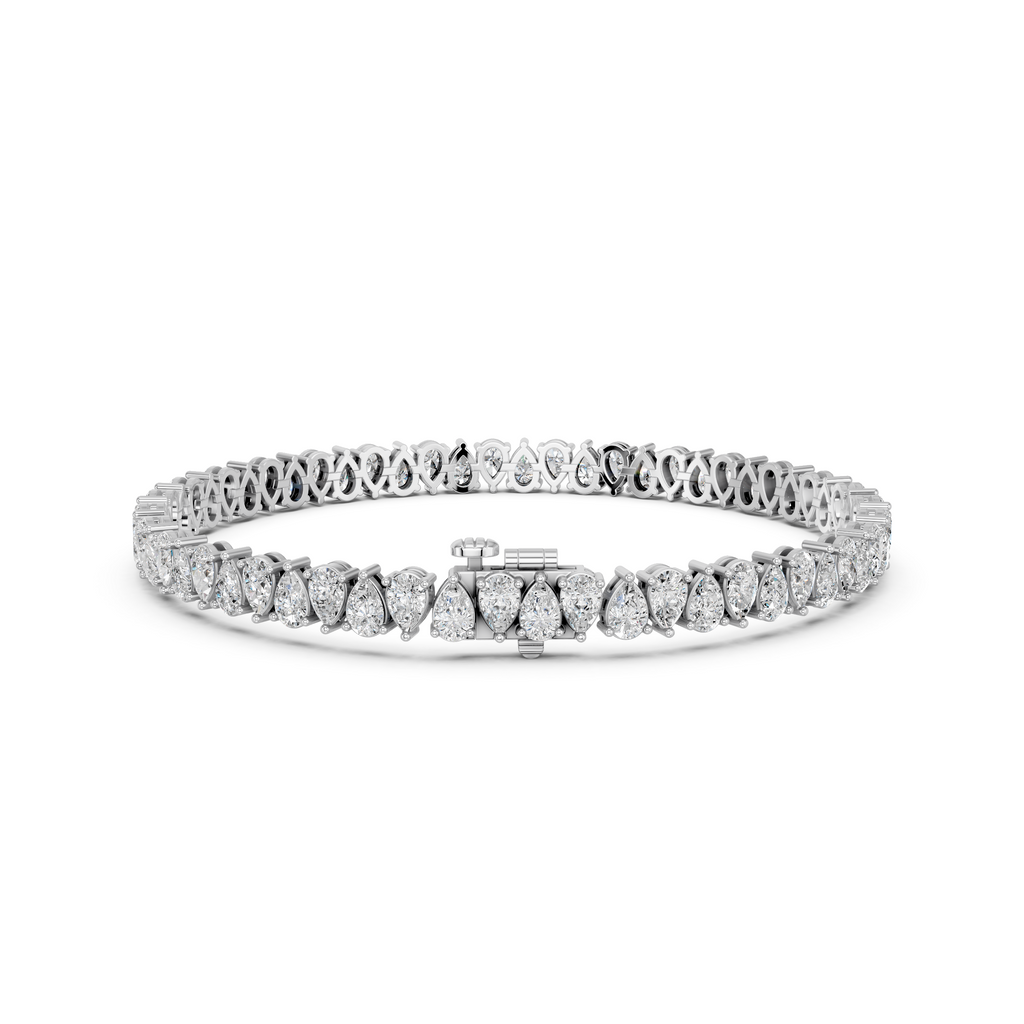 Alternate Pear Shape Lab Diamond  N-S Tennis Bracelet in 14K White Gold – back view